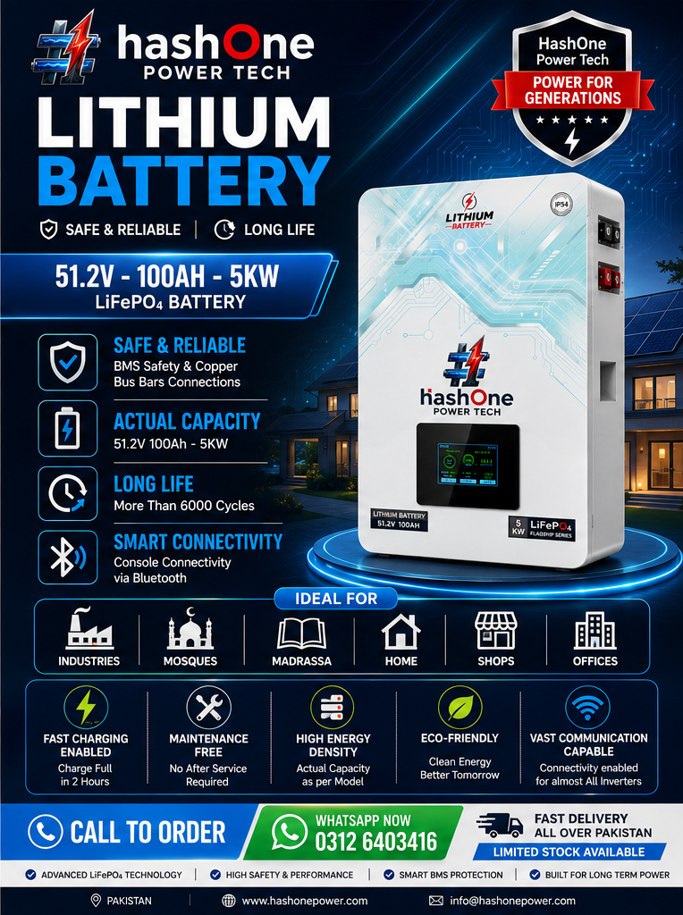 HashOne 5KW LiFePO4 Lithium Solar Battery Gujranwala Pakistan